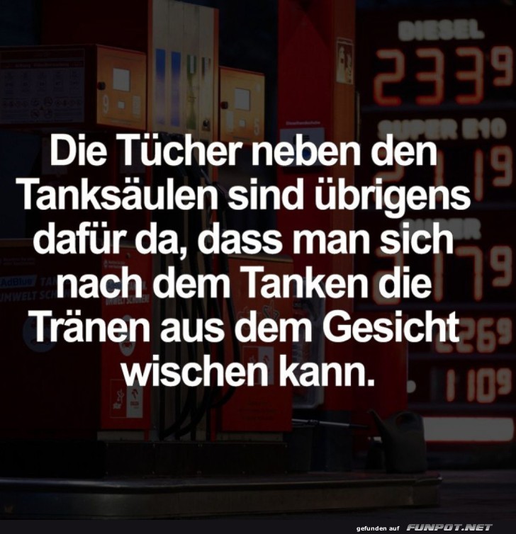 Tankstellen-Taschentuch im Einsatz!