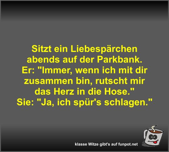 Sitzt ein Liebesp�rchen abends auf der Parkbank