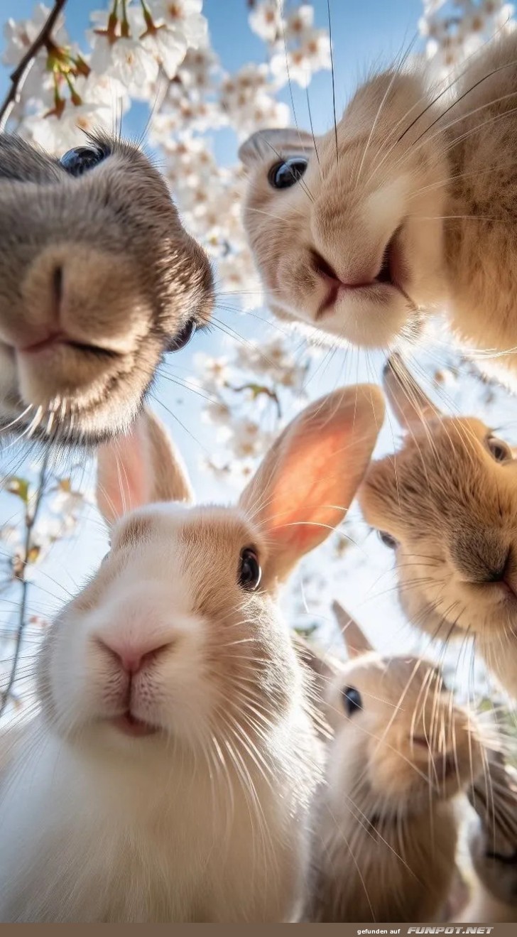 Hasen-Selfie unter der Kirschblüte
