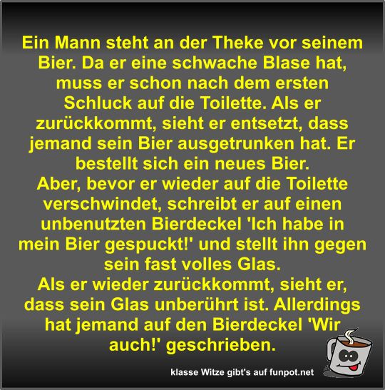 Ein Mann steht an der Theke vor seinem Bier