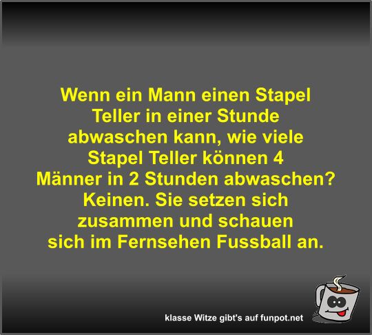 Wenn ein Mann einen Stapel Teller in einer Stunde abwaschen