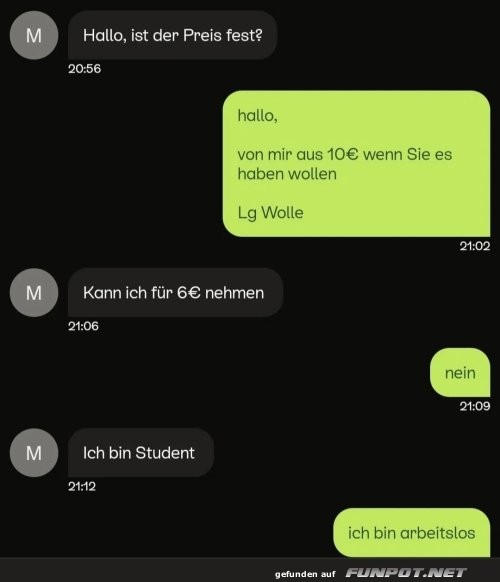 Preishandel: Vom Student zum Arbeitslosen