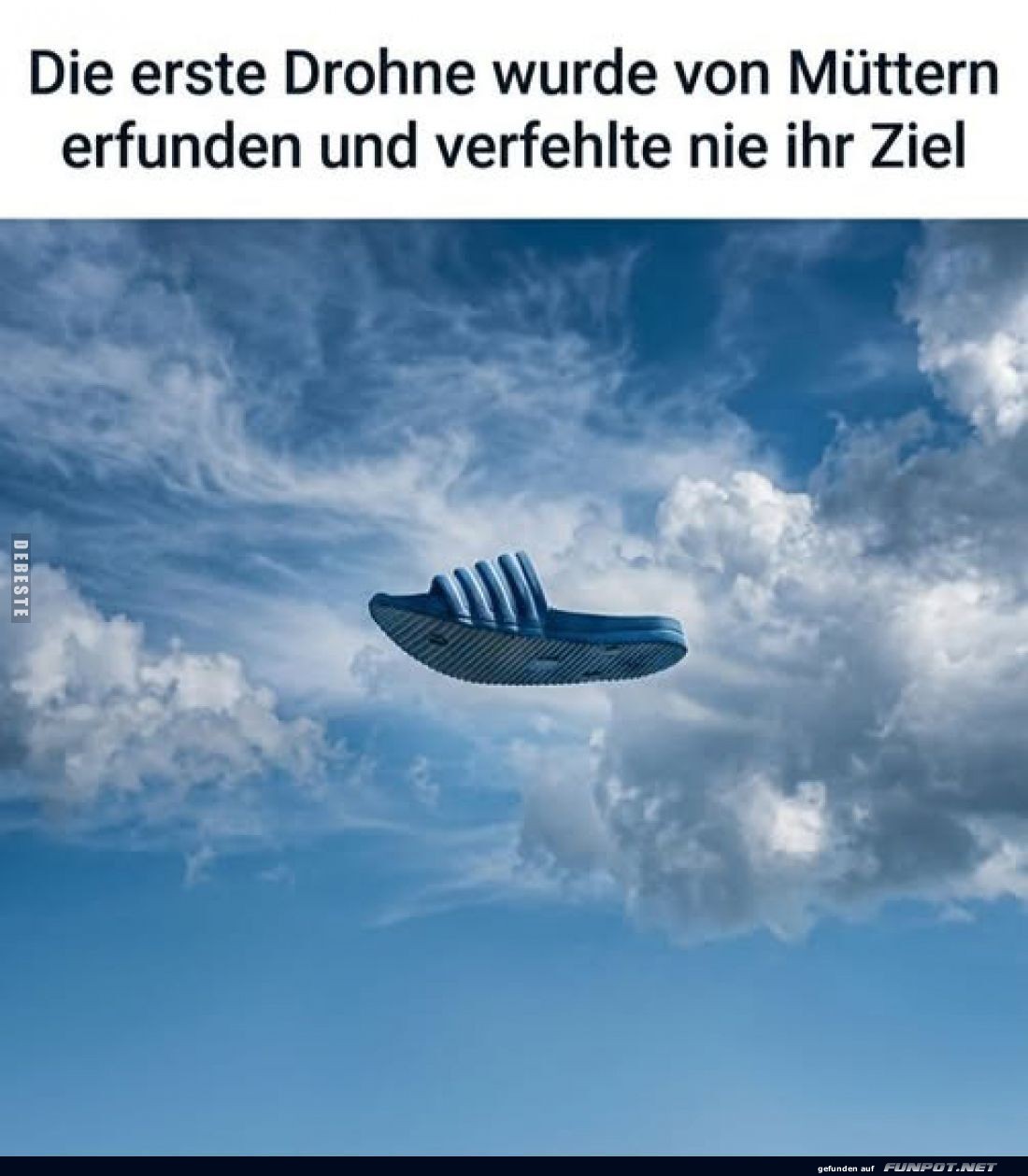Schuh-Drohne: Perfekter Wurf!