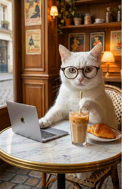 Katze bei der Arbeit