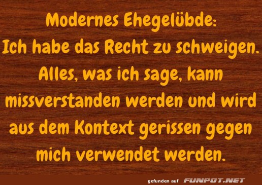 Modernes Ehegel�bde: Schweigen ist Gold!