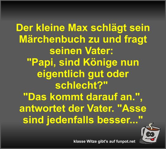Der kleine Max schl�gt sein M�rchenbuch zu und fragt seinen