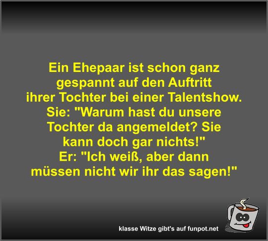 Ein Ehepaar ist schon ganz gespannt auf den Auftritt ihrer