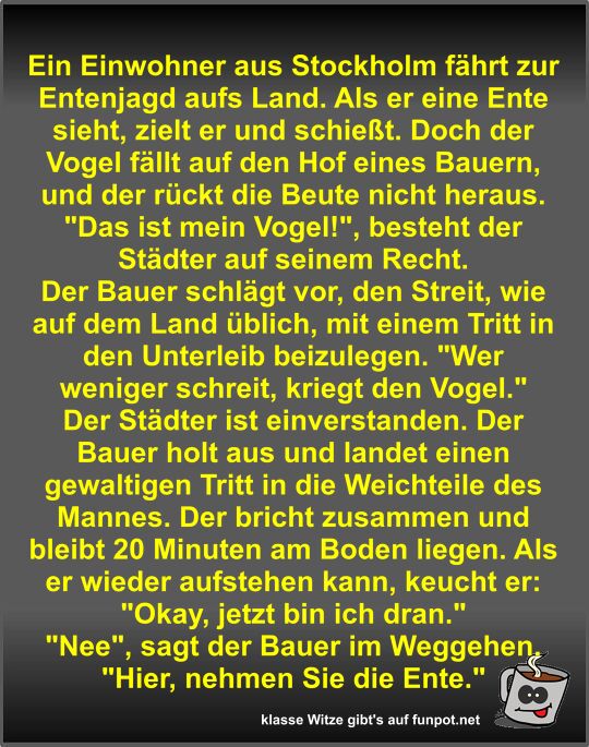 Ein Einwohner aus Stockholm f�hrt zur Entenjagd aufs Land