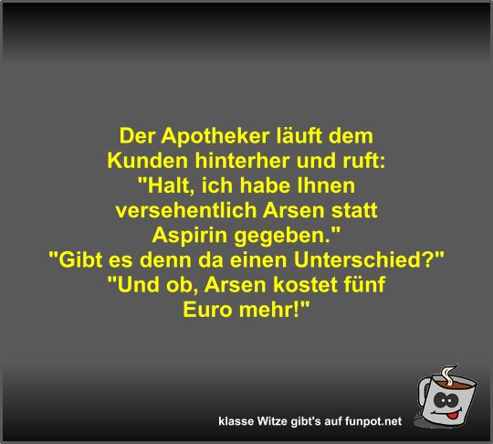 Der Apotheker l�uft dem Kunden hinterher und ruft