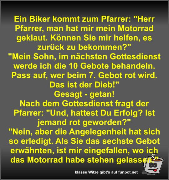 Ein Biker kommt zum Pfarrer
