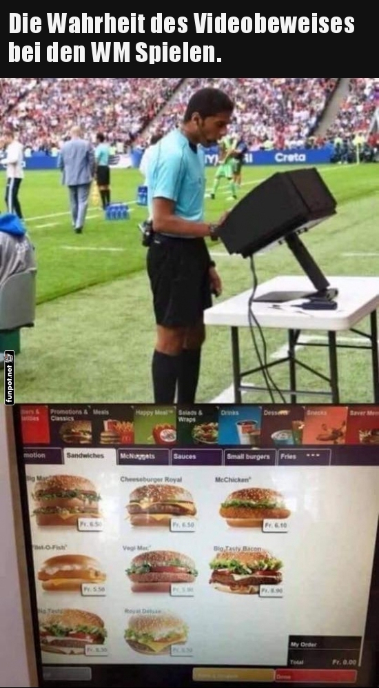 Wo der Schiri seine Fastfood-Taktik plant!