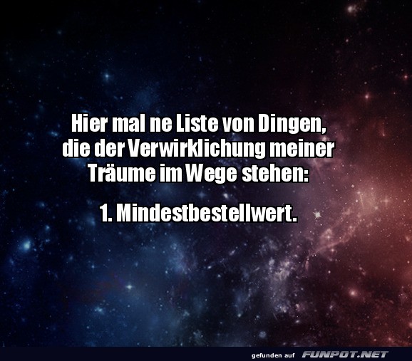 Tr�ume vs. Mindestbestellwert