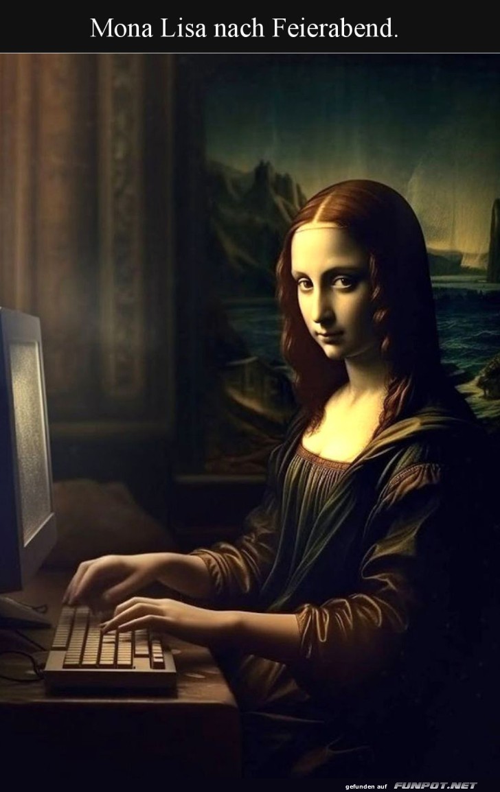 Mona Lisa im modernen Homeoffice