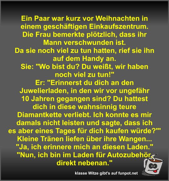 Ein Paar war kurz vor Weihnachten in einem gesch�ftigen...