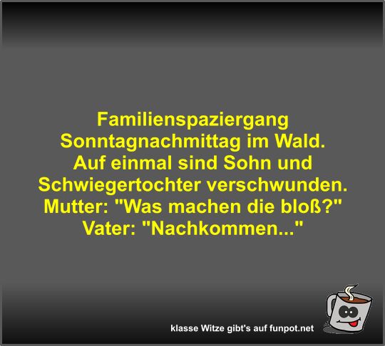 Familienspaziergang Sonntagnachmittag im Wald