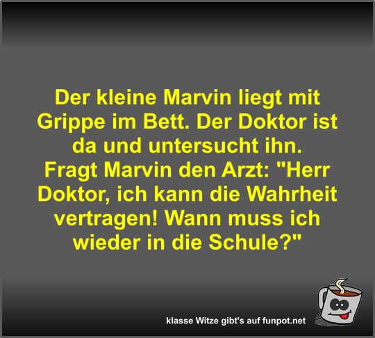 Der kleine Marvin liegt mit Grippe im Bett Der kleine Marvin liegt mit Grippe im Bett