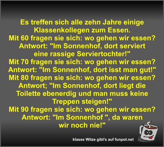 Es treffen sich alle zehn Jahre einige Klassenkollegen zum Es treffen sich alle zehn Jahre einige Klassenkollegen zum
