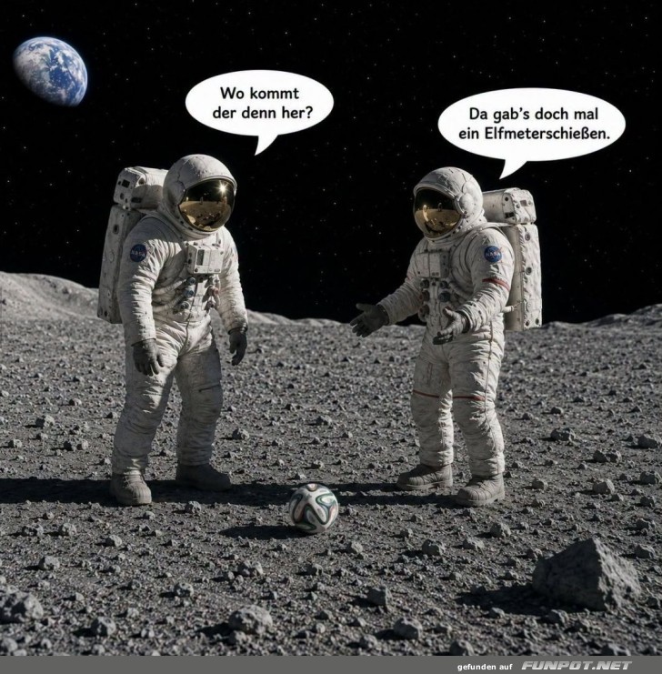 Mond-Fu�ball: Unerwartete Begegnung