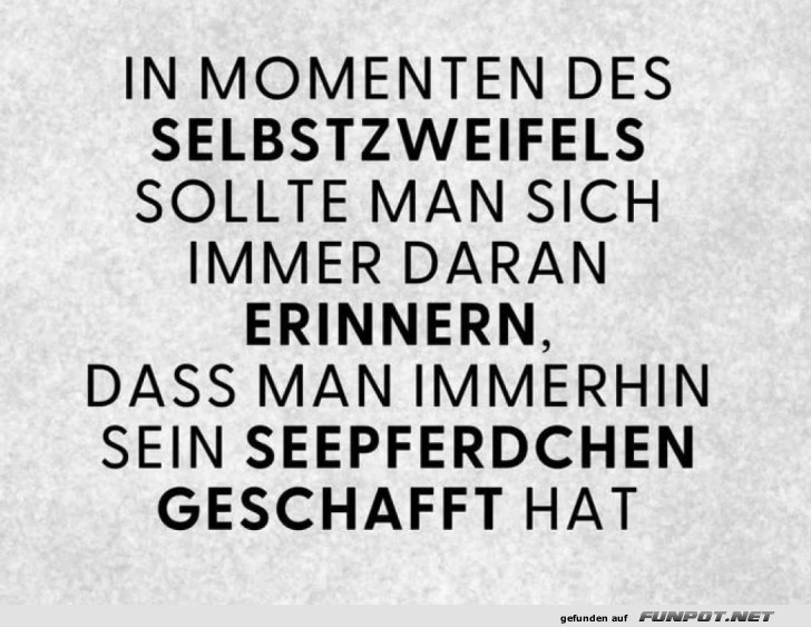 Selbstzweifel? Denkt an das Seepferdchen!