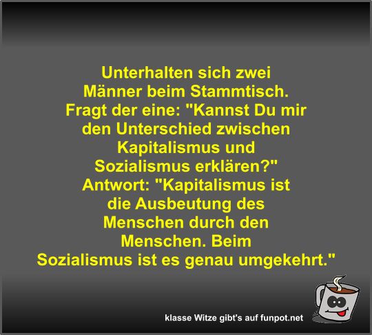 Unterhalten sich zwei M�nner beim Stammtisch