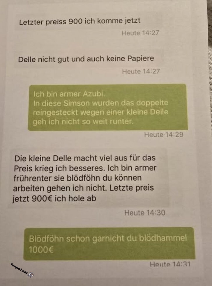 Preisverhandlung mit Humor