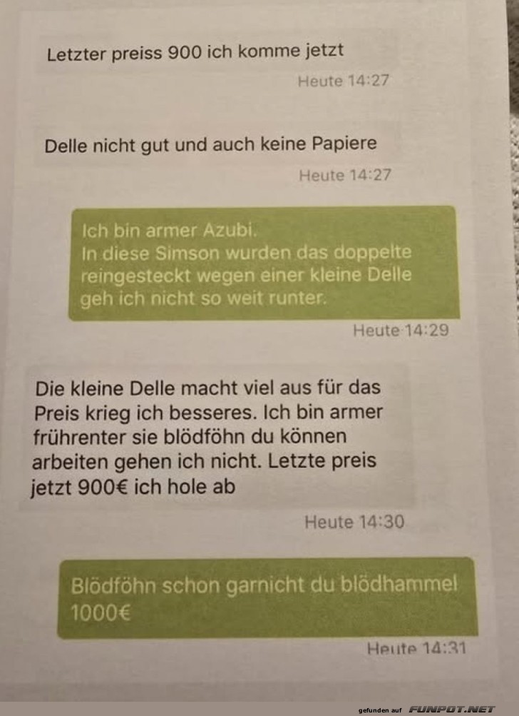 Preisverhandlung mit Humor