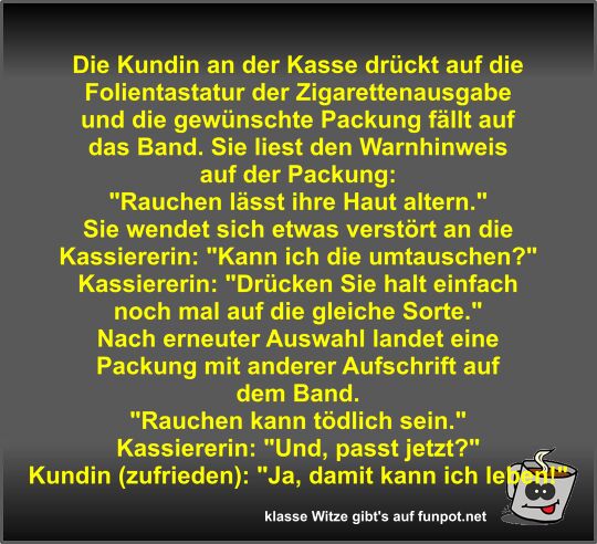 Die Kundin an der Kasse dr�ckt auf die Folientastatur der...