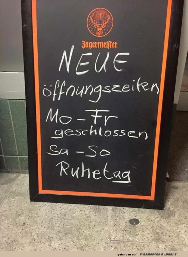 Neue Öffnungszeiten