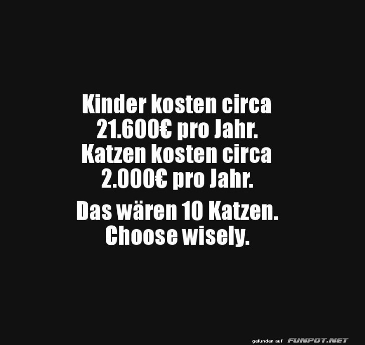 Katzen oder Kinder? W�hlen Sie klug!