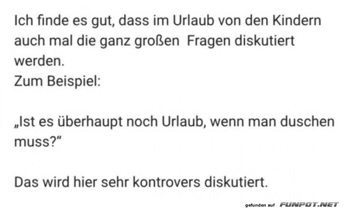 Gro�e Fragen des Urlaubs