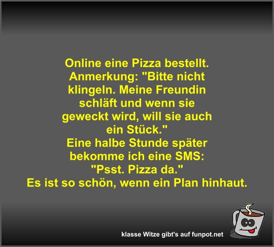 Online eine Pizza bestellt