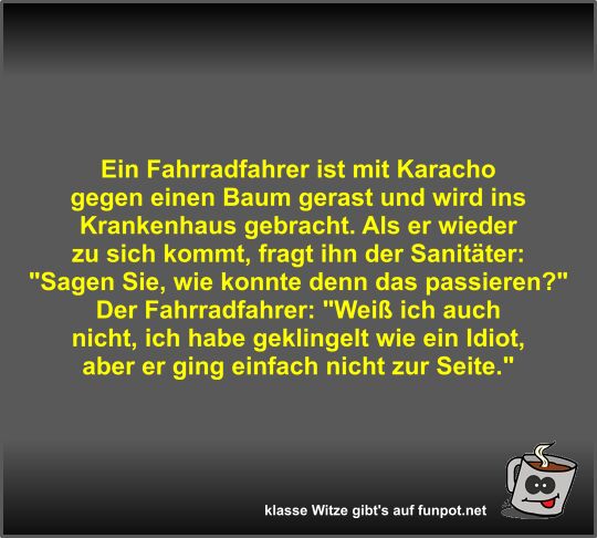 Ein Fahrradfahrer ist mit Karacho gegen einen Baum gerast...