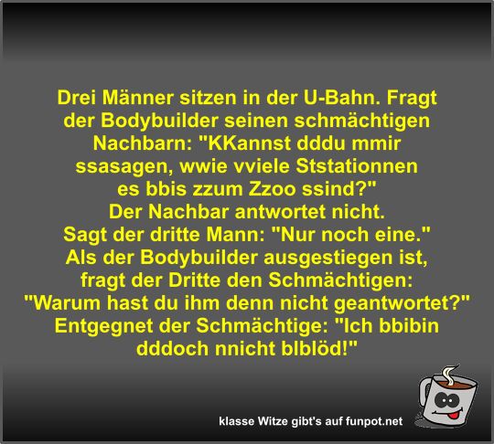 Drei Männer sitzen in der U-Bahn Drei Männer sitzen in der U-Bahn
