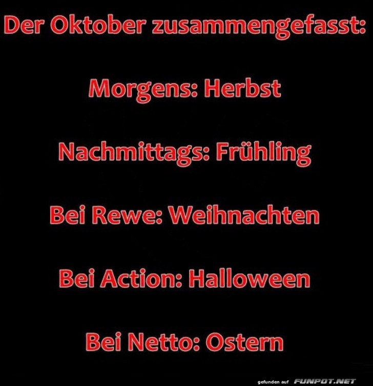 Der chaotische Kalender des Oktobers