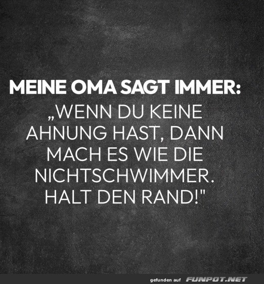 Omas lebenskluge Weisheit für Nichtschwimmer