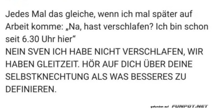 Gleitzeit-Gr��e an den Fr�haufsteher