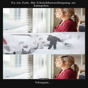 fun-Bild: Gleichberechtigung im Schneeschippen