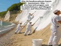 Vorbereitungen an Kreidefelsen auf R�gen