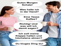 Humorvoller Morgenkaffee-Dialog