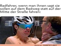 Radfahrer auf dem Radweg Meme