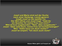 Josef und Maria sind auf der Suche nach einer Herberge