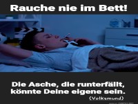 Warnung: Rauchen im Bett
