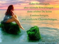 habe Hoffnungen abr niemals Erwartungen