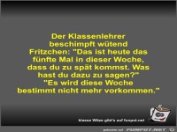 Der Klassenlehrer beschimpft w�tend Fritzchen