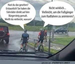 fun-Bild: Radfahrer auf dem Bürgersteig gemalt