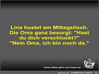 Lina hustet am Mittagstisch