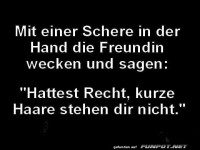 Humorvolle Aussage �ber Haarschnitt