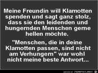 meine Freundin will Klamotten spenden......