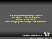 Ein Gep�cktr�ger fragt seinen Kollegen