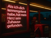 Neon-Zitat ber Liebe in nostalgischem Setting